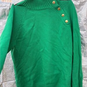 Green Button-Detail Women's Sweater